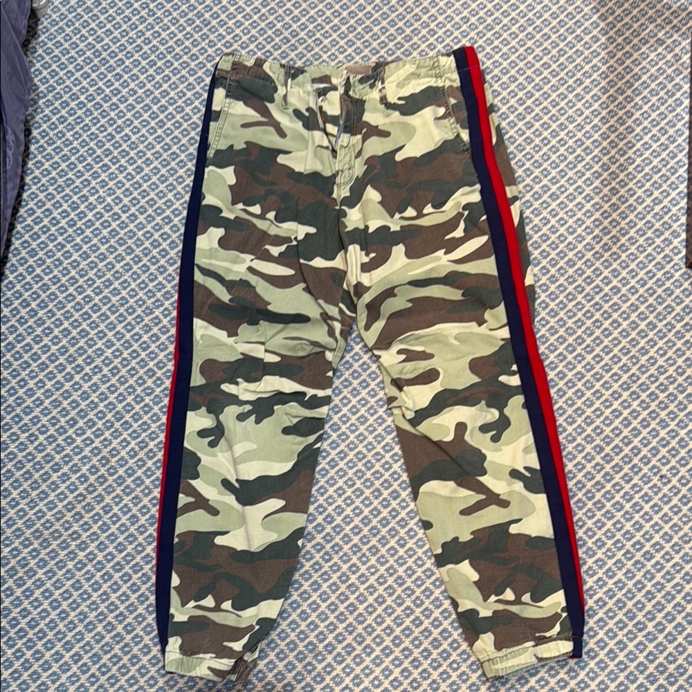 Camouflage Jogger Pants with Side Stripes